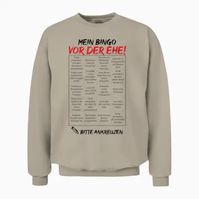 Jga Bingo Men's Groom Party Task Wedding T-Shirt T-Shirt, White, S Unisex Sweatshirt - Sand