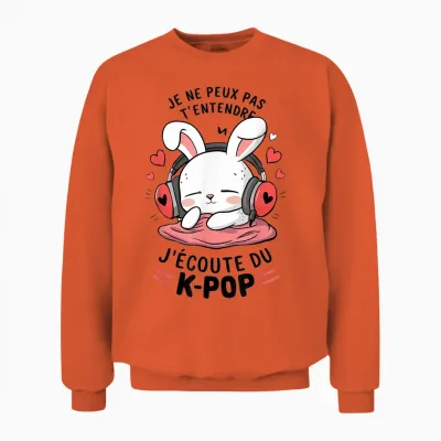 K-Pop T-Shirt | T-Shirts for Girls & Women Gifts K-Pop T-Shirt, White, S Unisex Sweatshirt - Orange