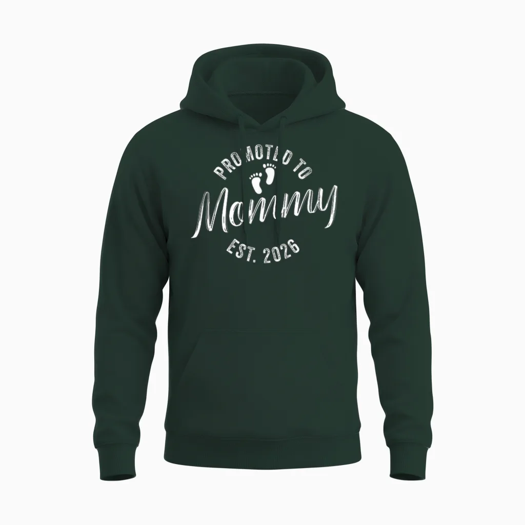 Promoted to Mommy 2026 - Mom Unisex Hoodie in Forest