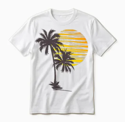 Cool Summer Vacation Men Women Sunset Beach Palm Tree Unisex T-Shirt - White