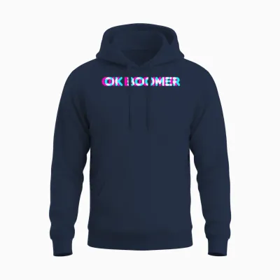 Ok Boomer Meme Funny Anaglyph Type Unisex Hoodie - Navy