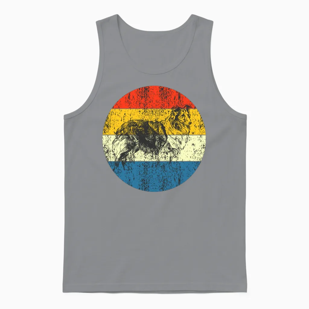 Vintage Dog Retro Sunset Lovers Gift Unisex Tank Top - Sport Grey
