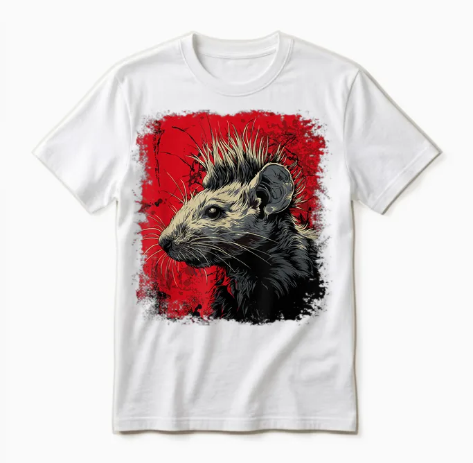 Punk Rock Rat Unisex T-Shirt in White