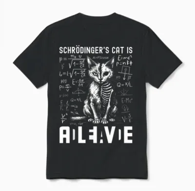 Schrödingers Cat Dead and Alive Physics Teacher T-Shirt, Black, S Unisex T-Shirt - Black