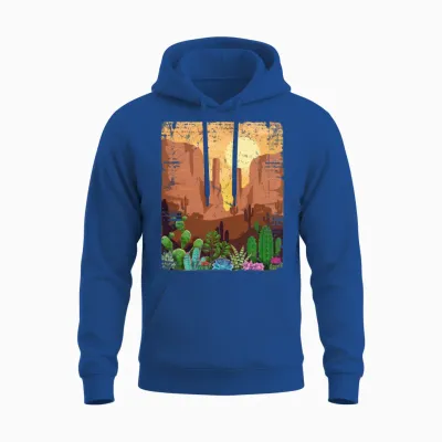 Desert Retro Western Cactus Unisex Hoodie - Royal