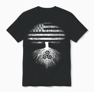 Tree Flag Emblems Brittany Gwenn Ha Triskèle Breton Unisex T-Shirt - Black