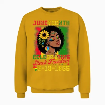 Juneteenth Shirts Women Celebrating Black Freedom Day 1865 Unisex Sweatshirt - Gold