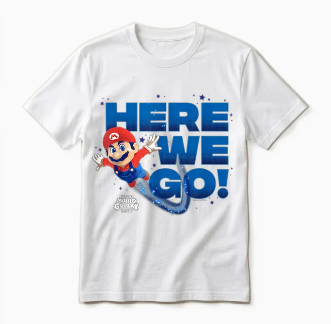 The Super Mario Galaxy Movie Mario Here We Go! Unisex T-Shirt in White