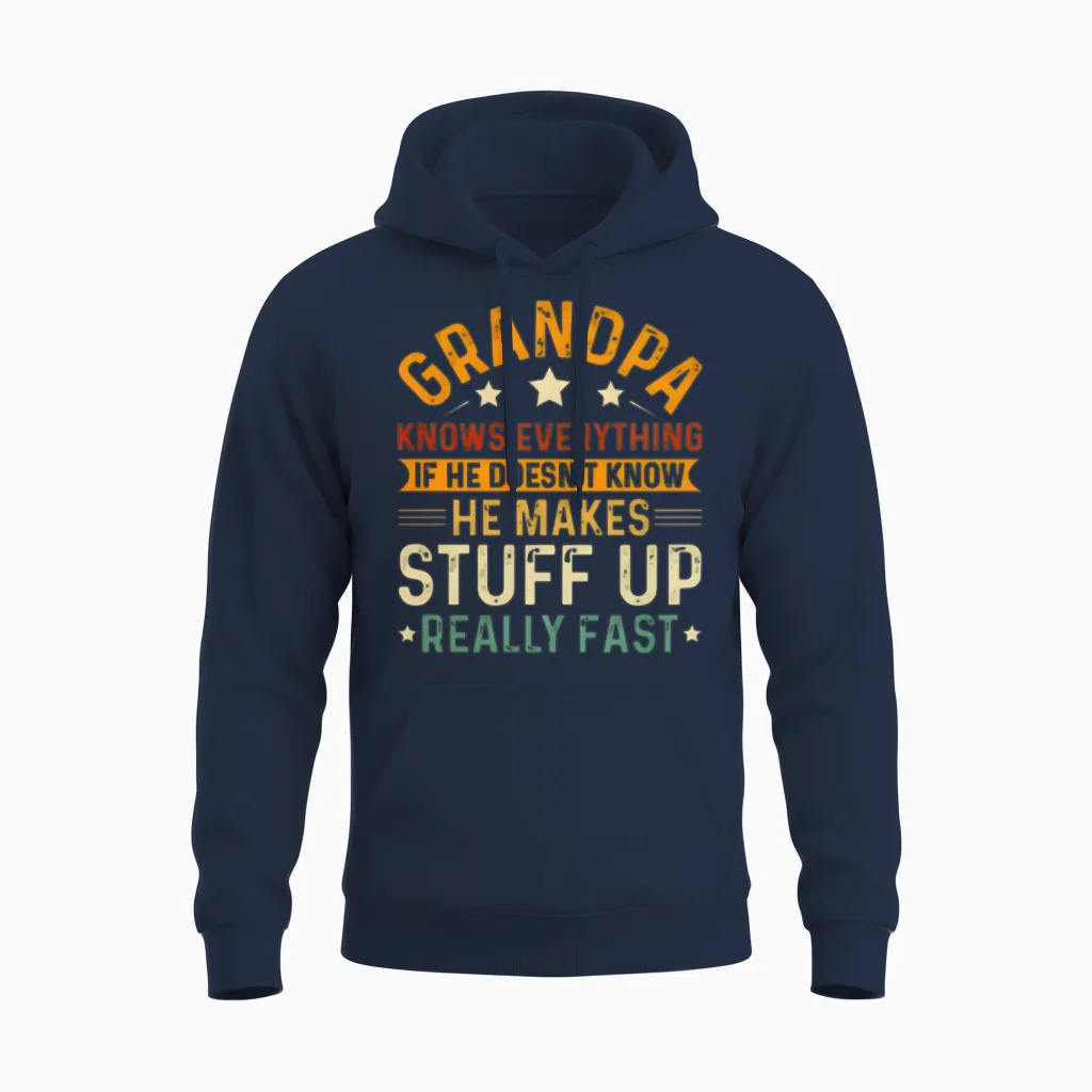Funny Grandpa Knows Everything Unisex Hoodie in Navy