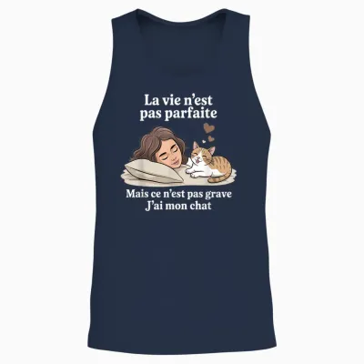 Life Is Not Perfect but Luckily I Have My Cat Unisex Tank Top - Navy