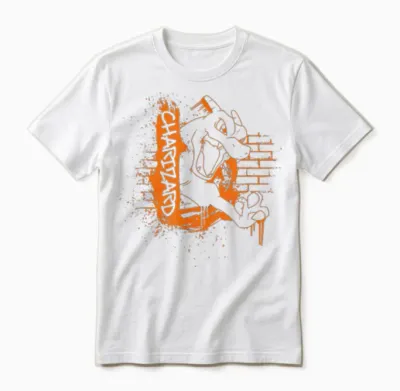 Pokémon Charizard Orange Street Art Graffiti Logo Unisex T-Shirt - White
