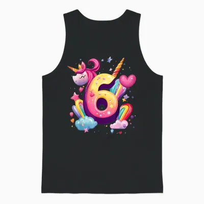 6th Birthday Girl Unicorn 6 Years Old for Kids 6th Birthday Unisex Tank Top - Black