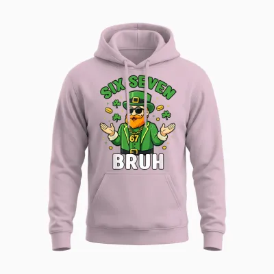 Six Seven 67 St Patricks Day 6 7 Bruh Boys Kids 6-7 Meme Unisex Hoodie - Light Pink