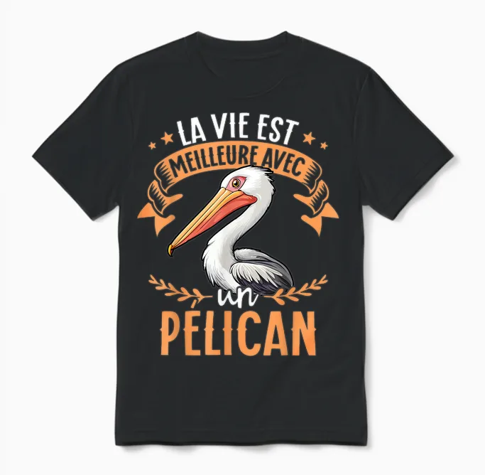 Life Is Better with a Pelican - Sweet Pelican T-Shirt, Black, S Unisex T-Shirt in Black