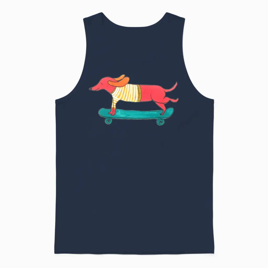 Skateboarding Dog Lovers Unisex Tank Top - Navy