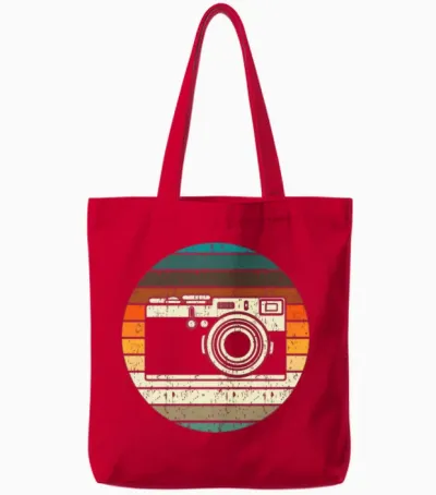 Vintage Retro Camera Photographer Tote Bags - Red