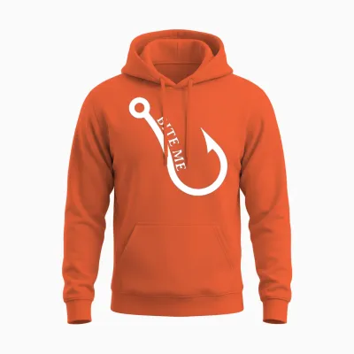 Bite Me Fish Hook for Fisher with a Fishing Hook Unisex Hoodie - Orange