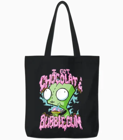 Invader Zim I Got Chocolate Bubblegum Gir in Dog Costume Tote Bags - Black