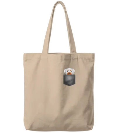 Dog in Pocket Tote Bags - Natural
