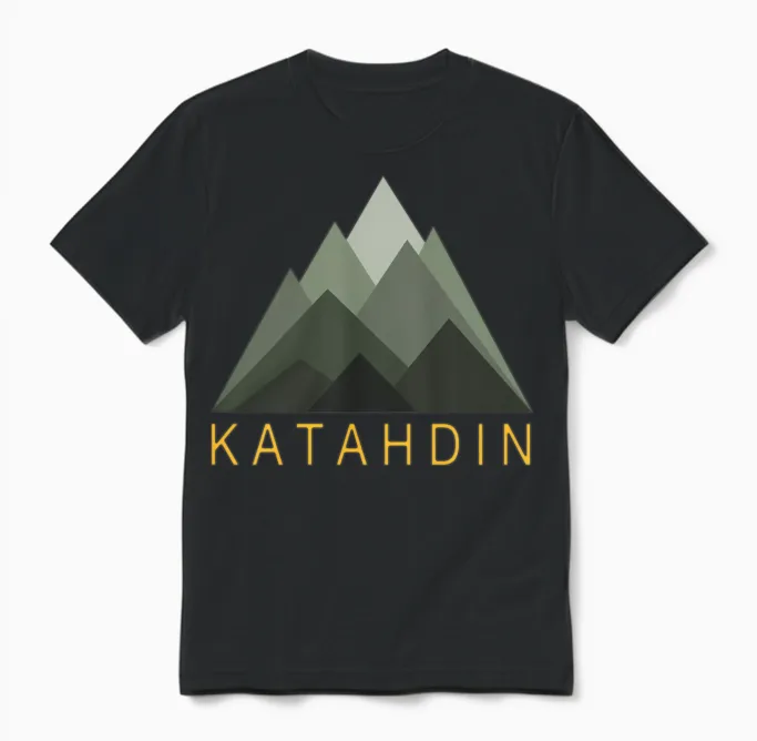Katahdin Mountain Maine Hiking Unisex T-Shirt in Black