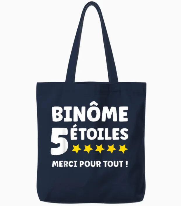 Humour Binôme 5 Stars Merci Pour Tout Super Binôme Tote Bags in Navy
