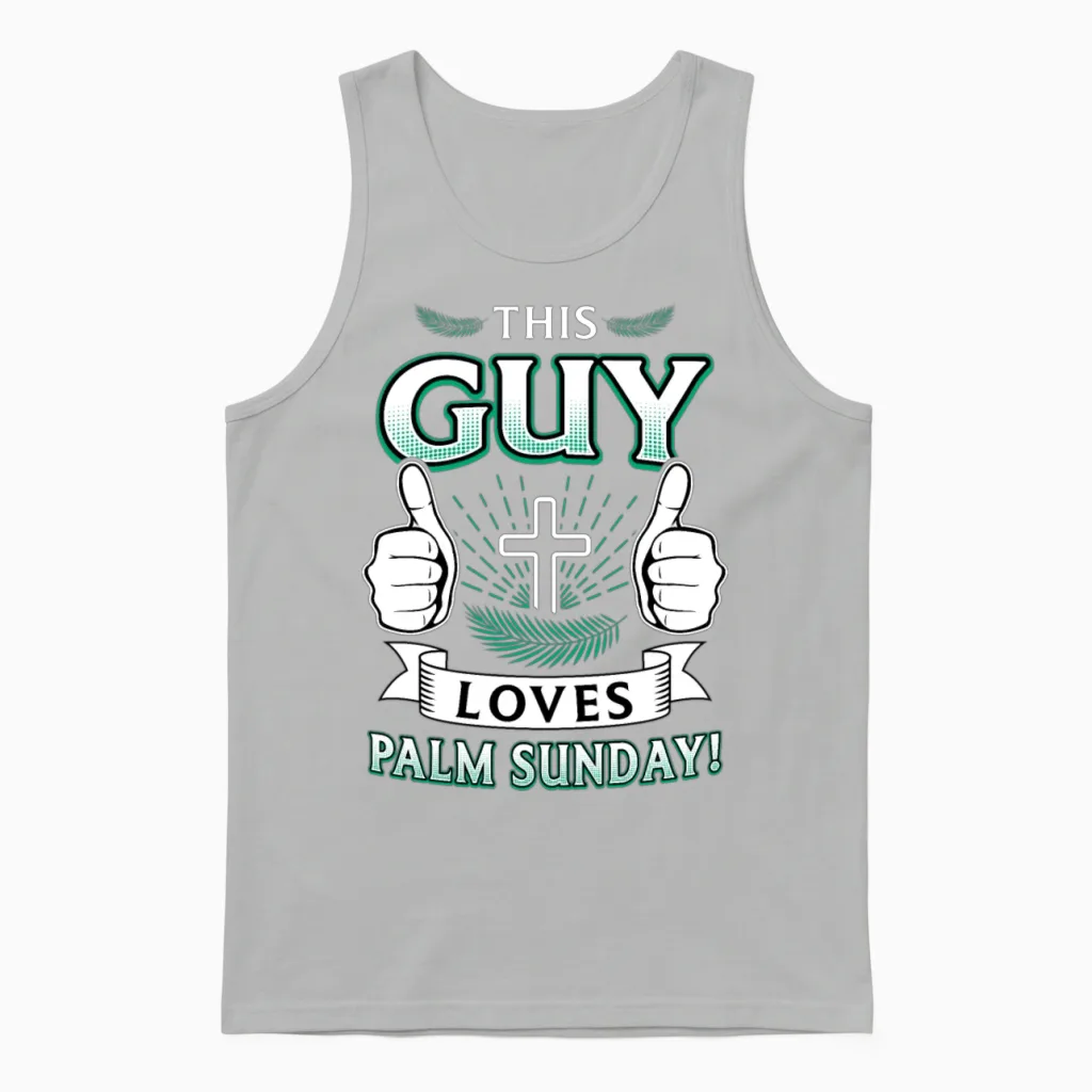 This Guy Loves Palm Sunday Easter Faith Savior Unisex Tank Top in Ash
