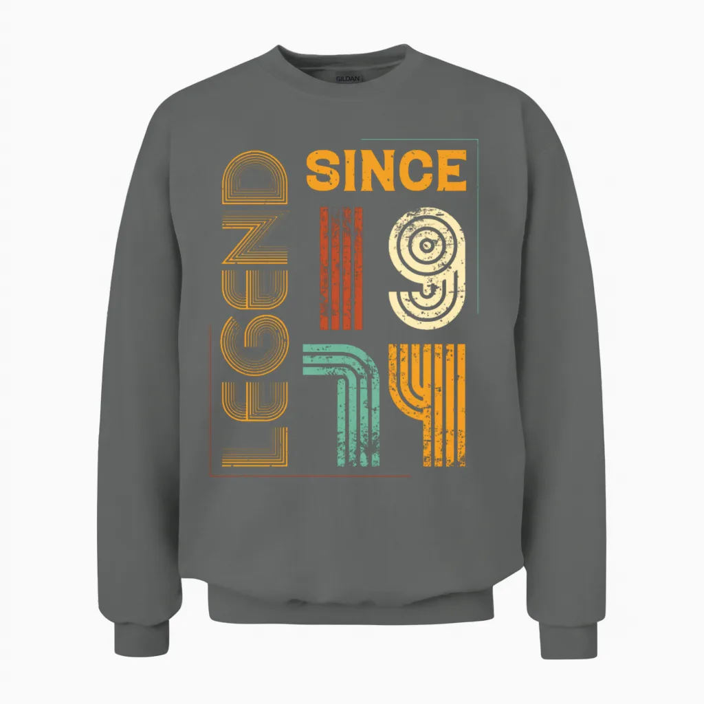 1974 Vintage 50th Birthday Unisex Sweatshirt in Graphite Heather