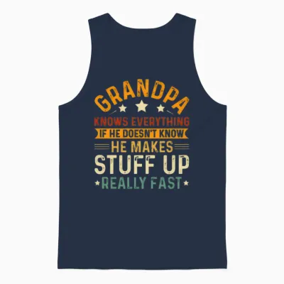 Funny Grandpa Knows Everything Unisex Tank Top - Navy