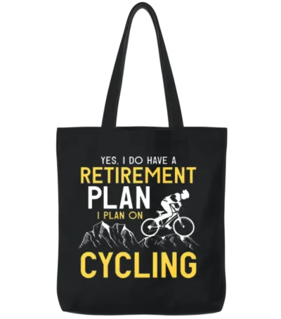 Retirement Plan Bicycle Cycling Tote Bags - Black