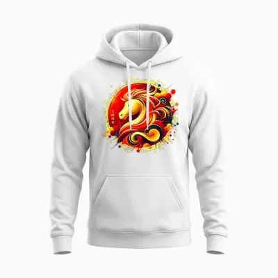Chinese New Year 2026 Horse Happy Chinese New Year 2026 Unisex Hoodie - White
