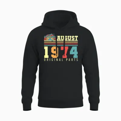 1974 August Vintage Unisex Hoodie - Black
