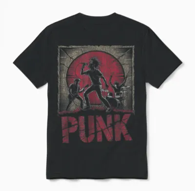 Punk Rock Band with Mohawk Singer and Raw Energy Unisex T-Shirt - Black