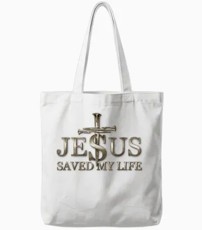 Jesus Christ Saved My Life Gift for Women Men Tote Bags - White