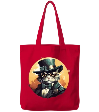 Retro Cat Tote Bags - Red