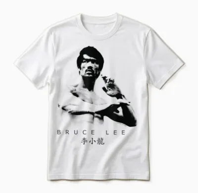Bruce Lee on Guard Pose Epic Shot T-Shirt, White, S Unisex T-Shirt - White