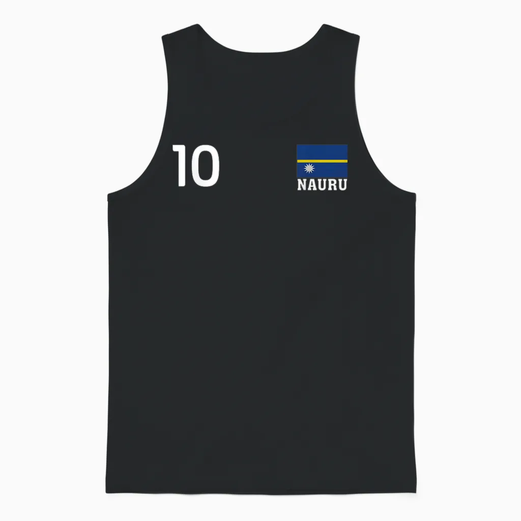 Nauru Numéro 10 Drapeau National Country Pride Heritage Unisex Tank Top in Black
