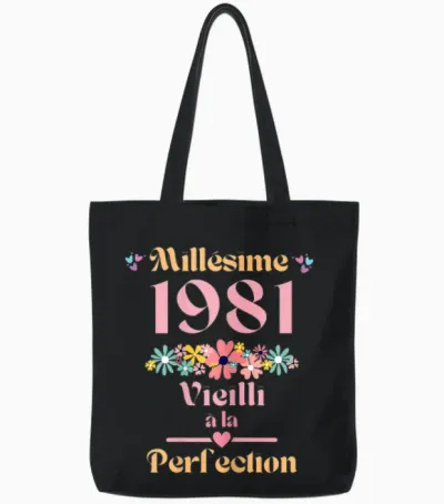 43 Ans Femme 1981 Idée Cadeau Anniversaire Drôle Humour Mama T-Shirt, Black, Female X-Small Tote Bags - Black