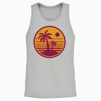 Retro Sunset Beach Unisex Tank Top - Ash