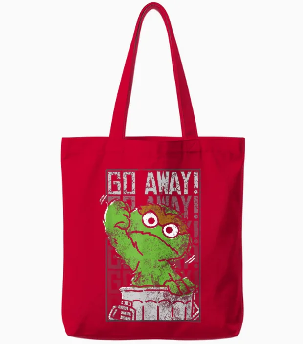 Sesame Street Oscar the Grouch Go Away Tote Bags in Red