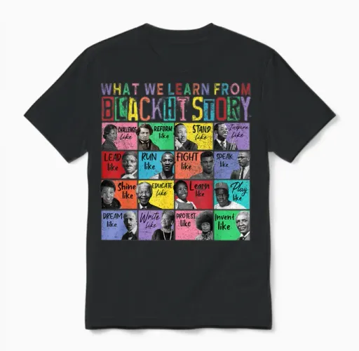 What We Learn from Black History Matching Men Women Unisex T-Shirt - Black