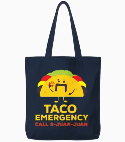 Funny Mexican Tacos Tote Bags - Navy