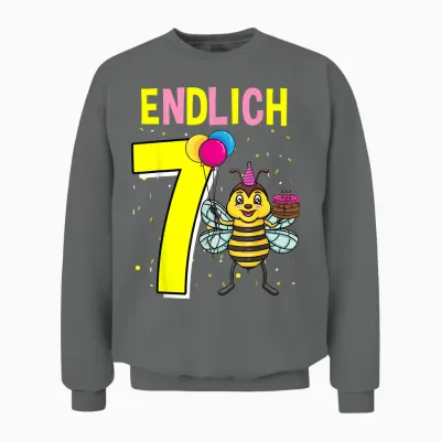 Geschenk 7 Jahre Alt Kinder Bienen Geburtstag Unisex Sweatshirt - Graphite Heather