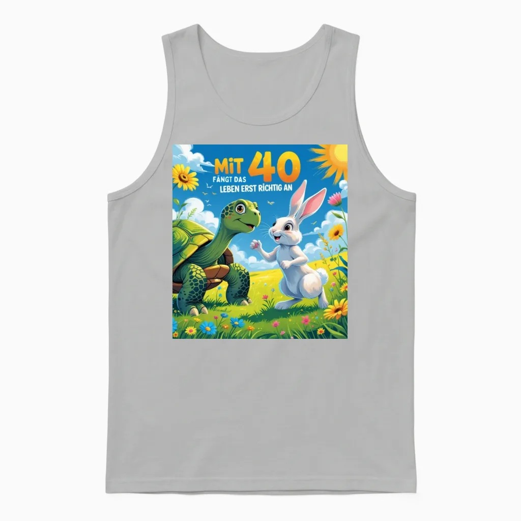 Mit 40 Fangt Das Leben Unisex Tank Top in Ash