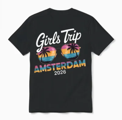 Women's Girls' Trip Amsterdam 2026 Unisex T-Shirt - Black