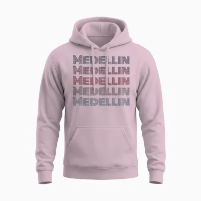 Colombia 70's City Retro Vintage Medellin T-Shirt, Grey, S Unisex Hoodie - Light Pink