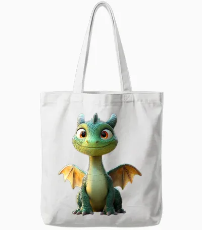 Drache Kleiner Grüner Baby Drache Dragon Süße Drachen Tote Bags - White