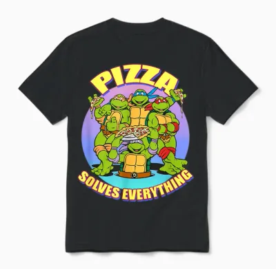 Tmnt - Pizza Solves Everything Unisex T-Shirt - Black