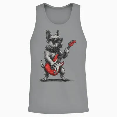 Guitare Vintage Bouledogue Français Punk Unisex Tank Top - Sport Grey