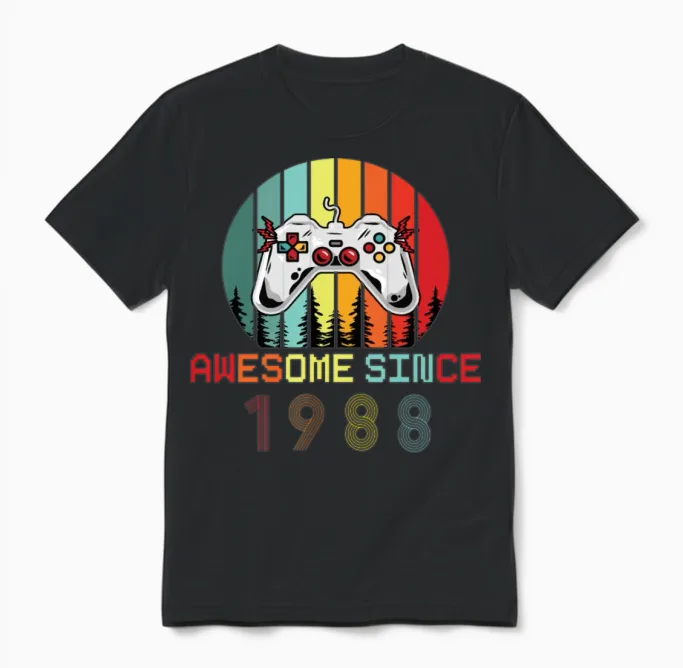 Awesome Since 1974 Birthday 1974 Vintage 1974 Unisex T-Shirt in Black
