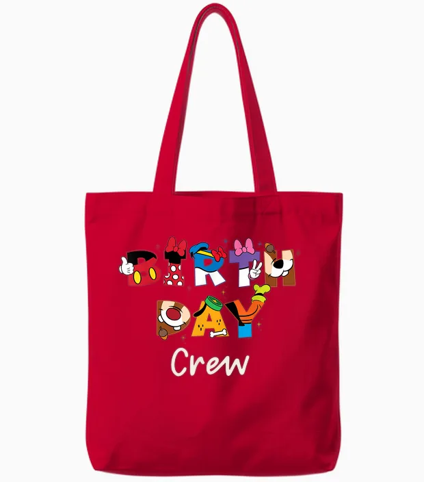 Disney "birthday Crew" Mickey Mouse and Friends Letters Tote Bags in Red